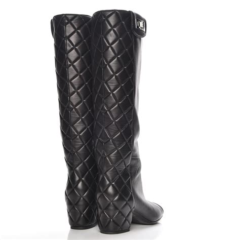 chanel black knee high boots|Chanel tall boots 2021.